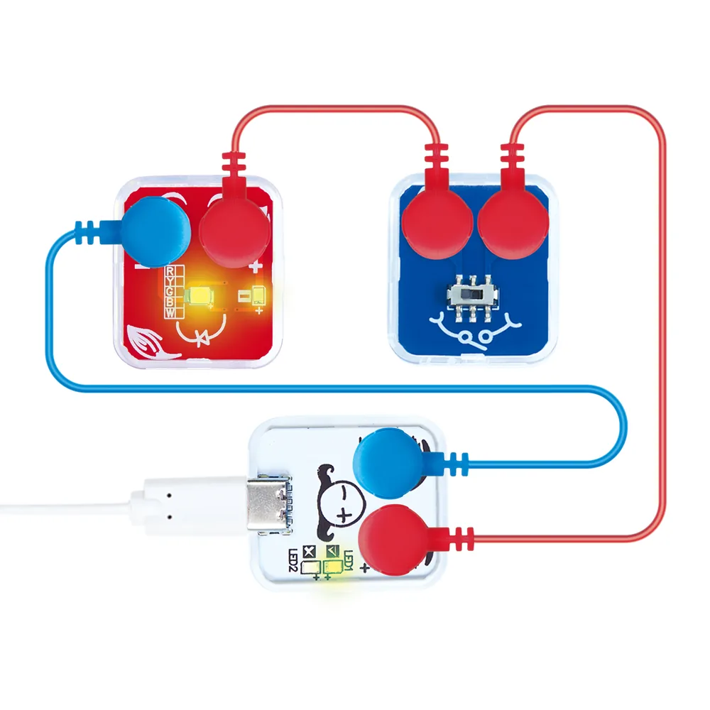LED and buzzer on two branches from one power block