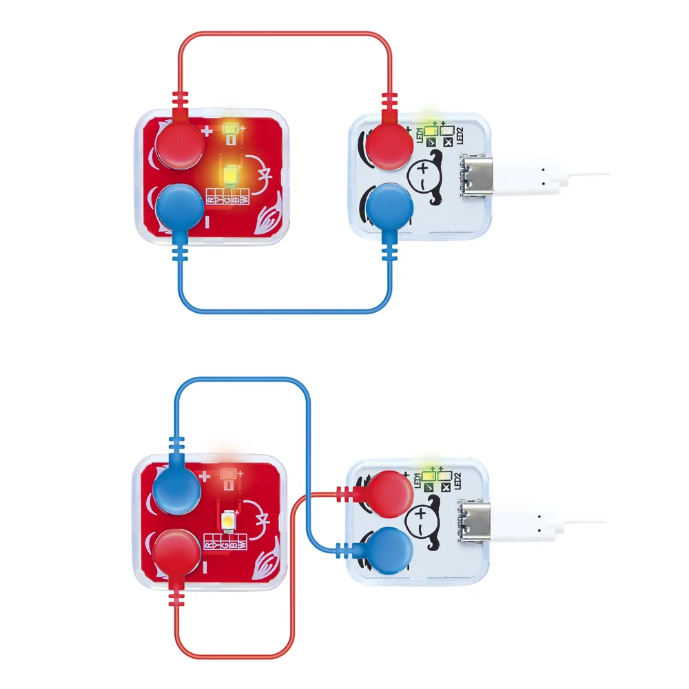 Two ways to wire a power block to an LED