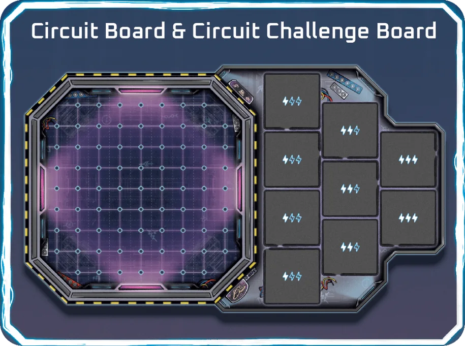 The Reactor Rescue circuit board and challenge board